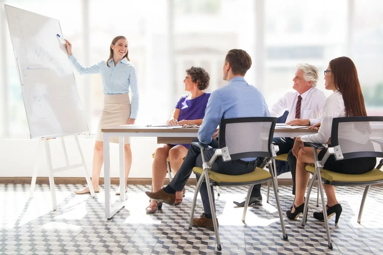 A team taking part in a business presentation